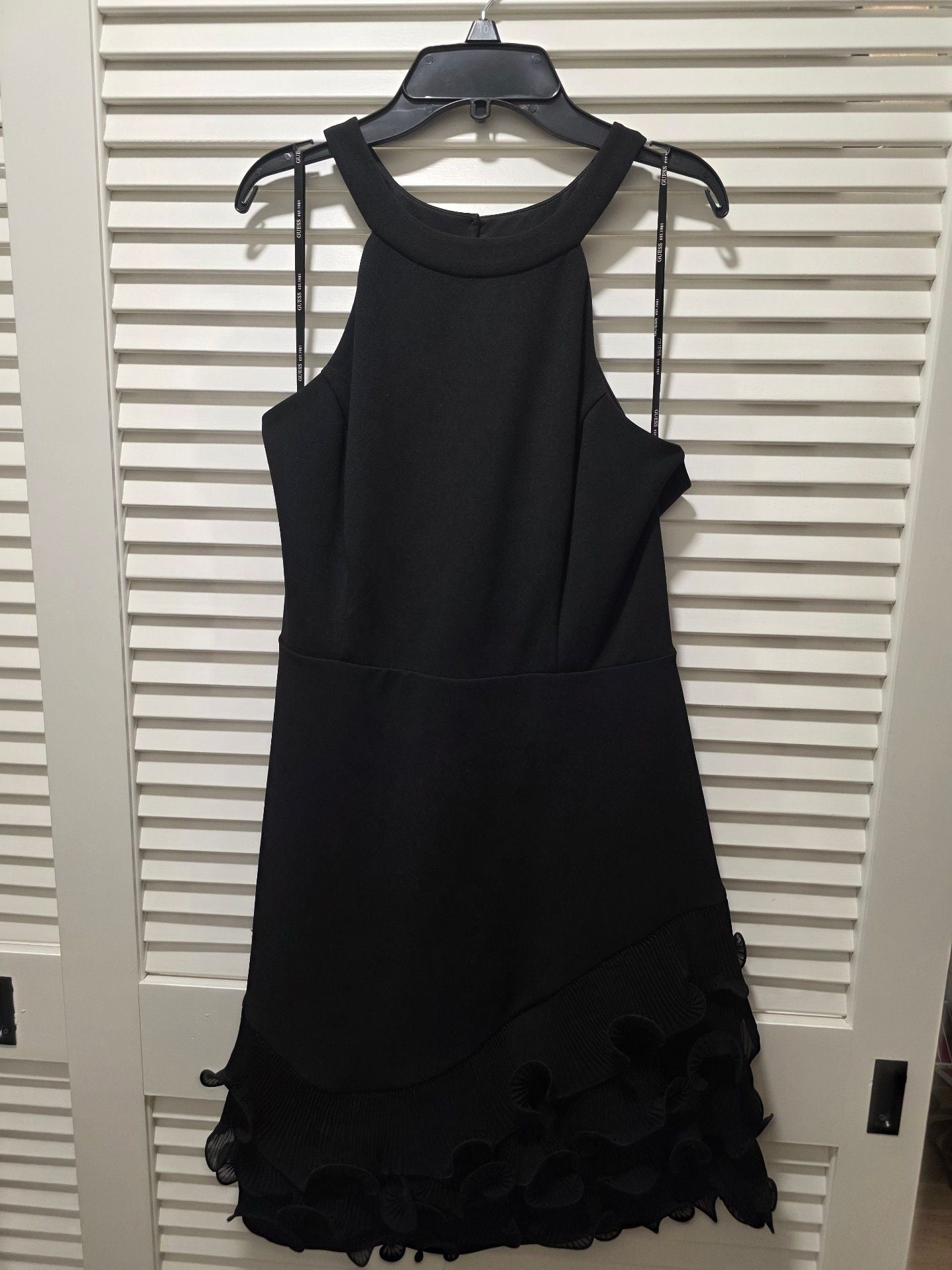 Guess Black Halter Neck Ruffle Hem Cocktail Homecoming Party Dress Size 10 2