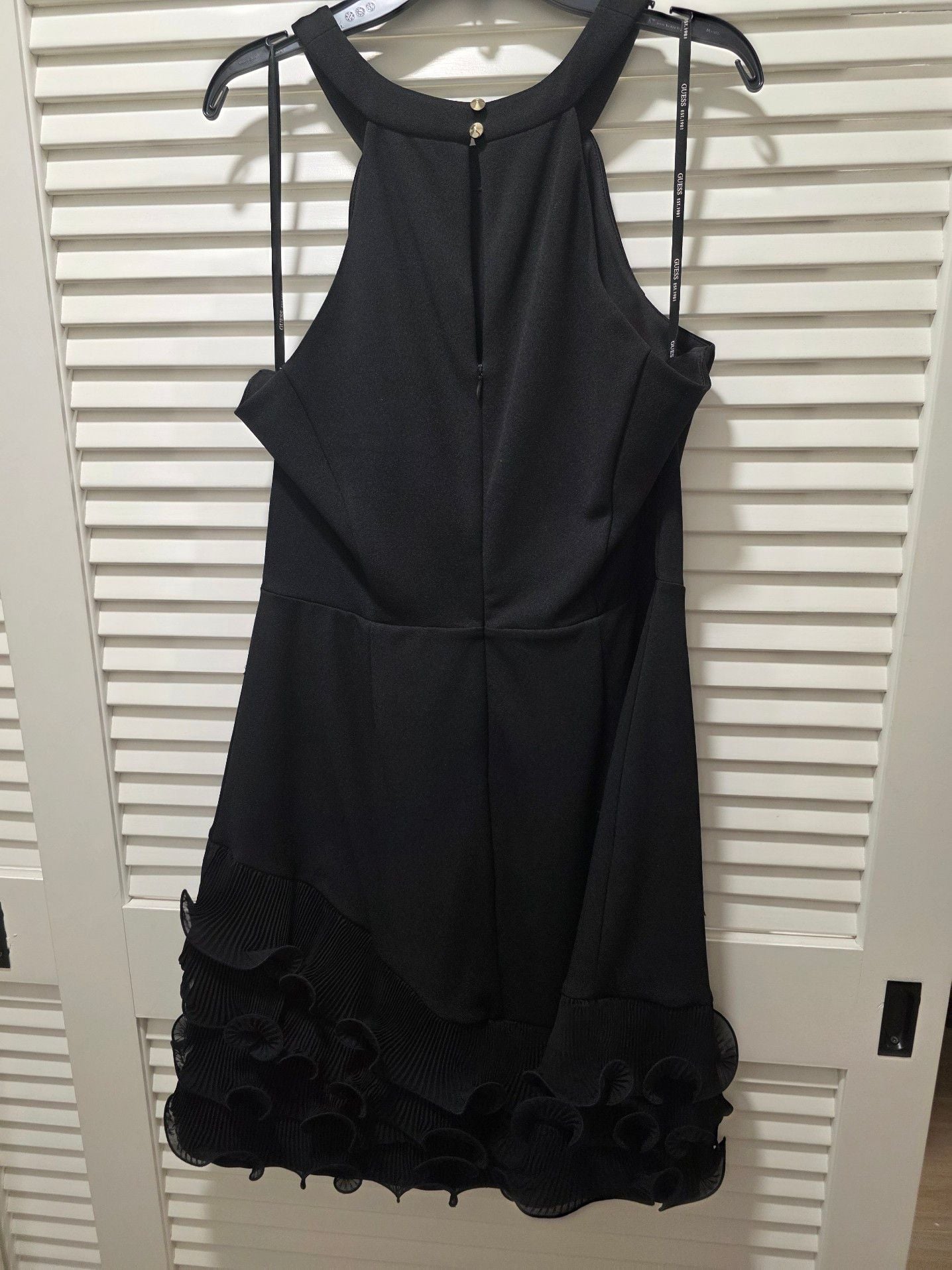 Guess Black Halter Neck Ruffle Hem Cocktail Homecoming Party Dress Size 10 5