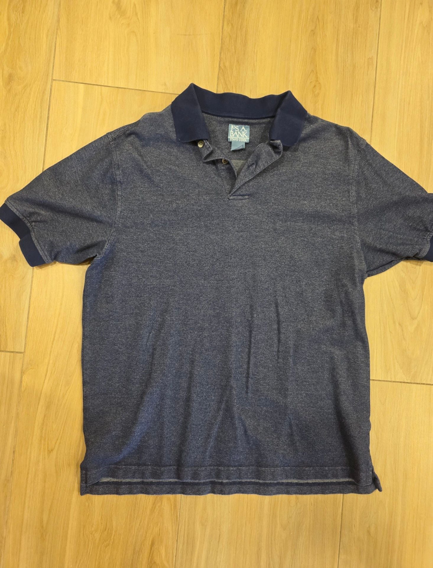 Jos. A. Bank Stays Cool Blue Short Sleeve Cotton Spandex Polo Shirt Mens Large 2