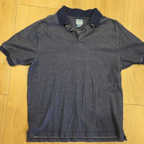 Jos. A. Bank Stays Cool Blue Short Sleeve Cotton Spandex Polo Shirt Mens Large