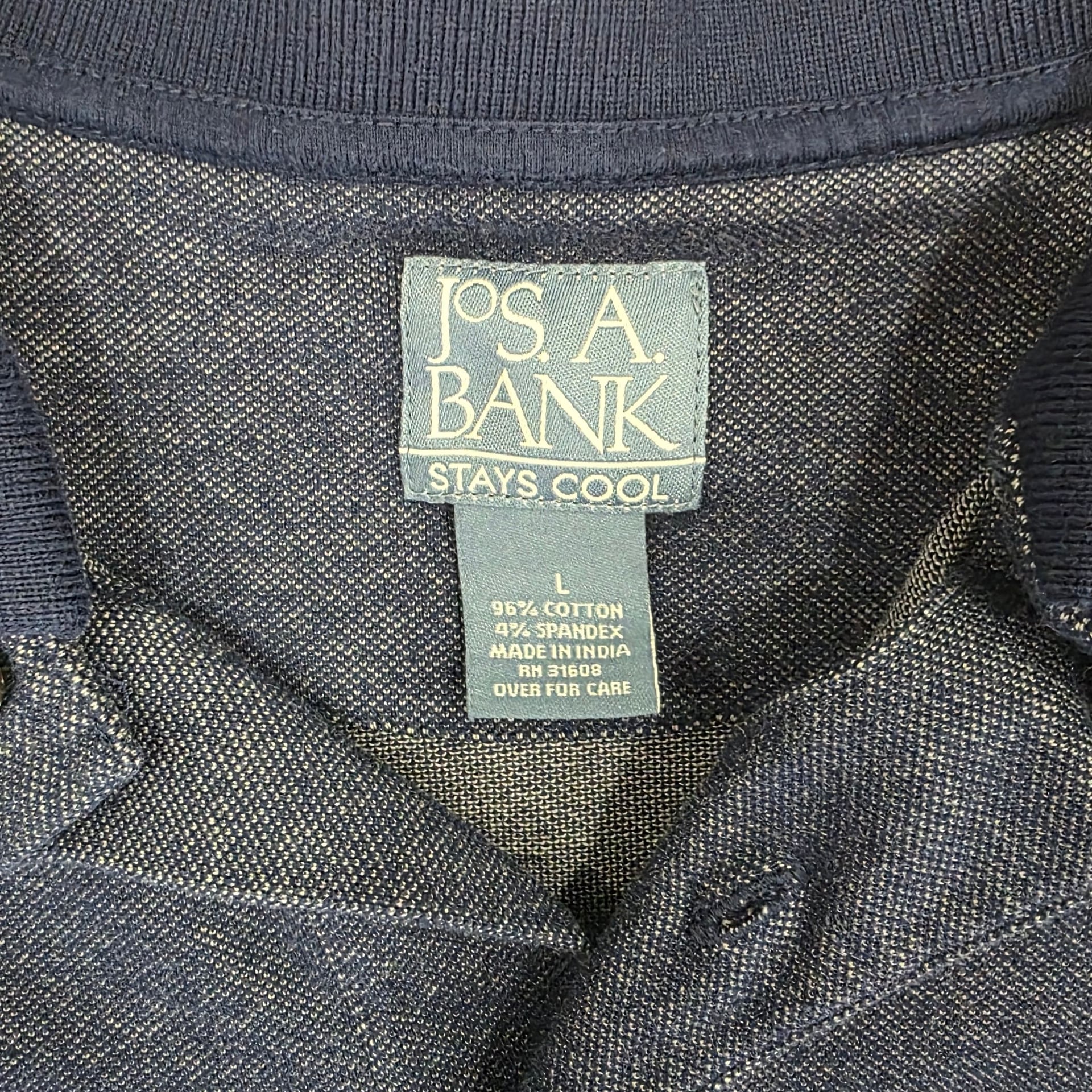 Jos. A. Bank Stays Cool Blue Short Sleeve Cotton Spandex Polo Shirt Mens Large 3