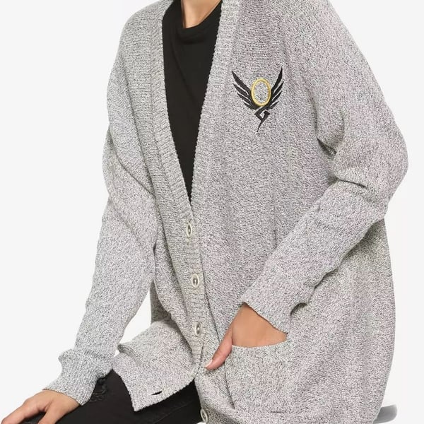 Overwatch Mercy Cardigan Sweater with Embroidered Wing Logo by Her Universe