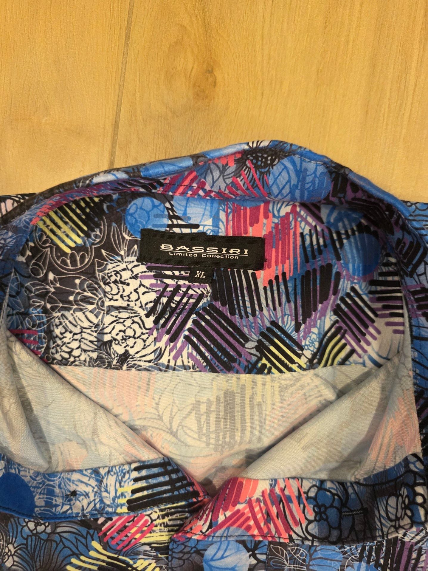 Bassiri Limited Collection Men's Blue Abstract Circle Floral Print Short Sleeve Button-Down Shirt 3
