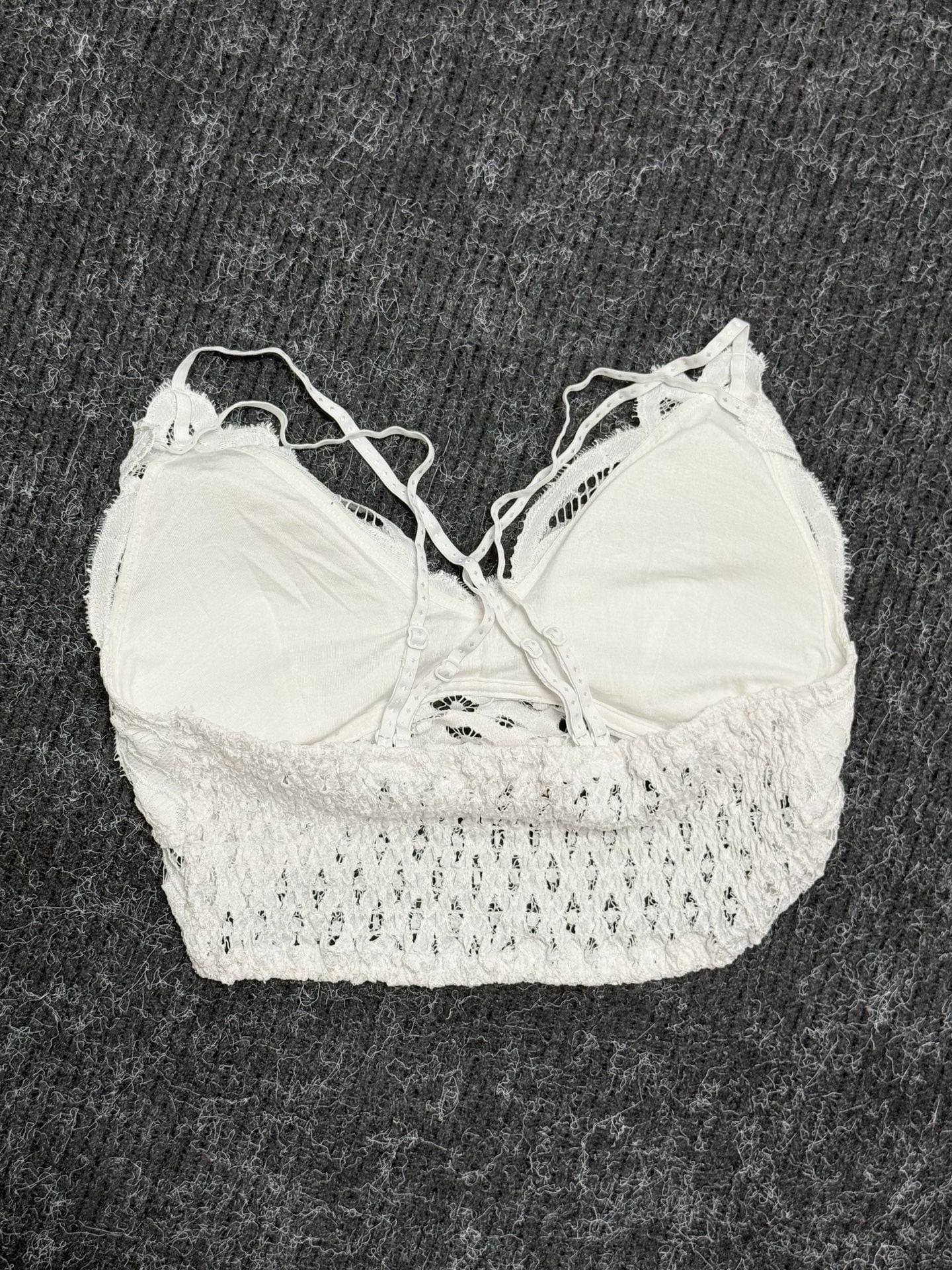 Altar'd State Womens Layers Intimates White Lace Criss-Cross Back Bralette Medium Cottagecore Fairy Coquette  7