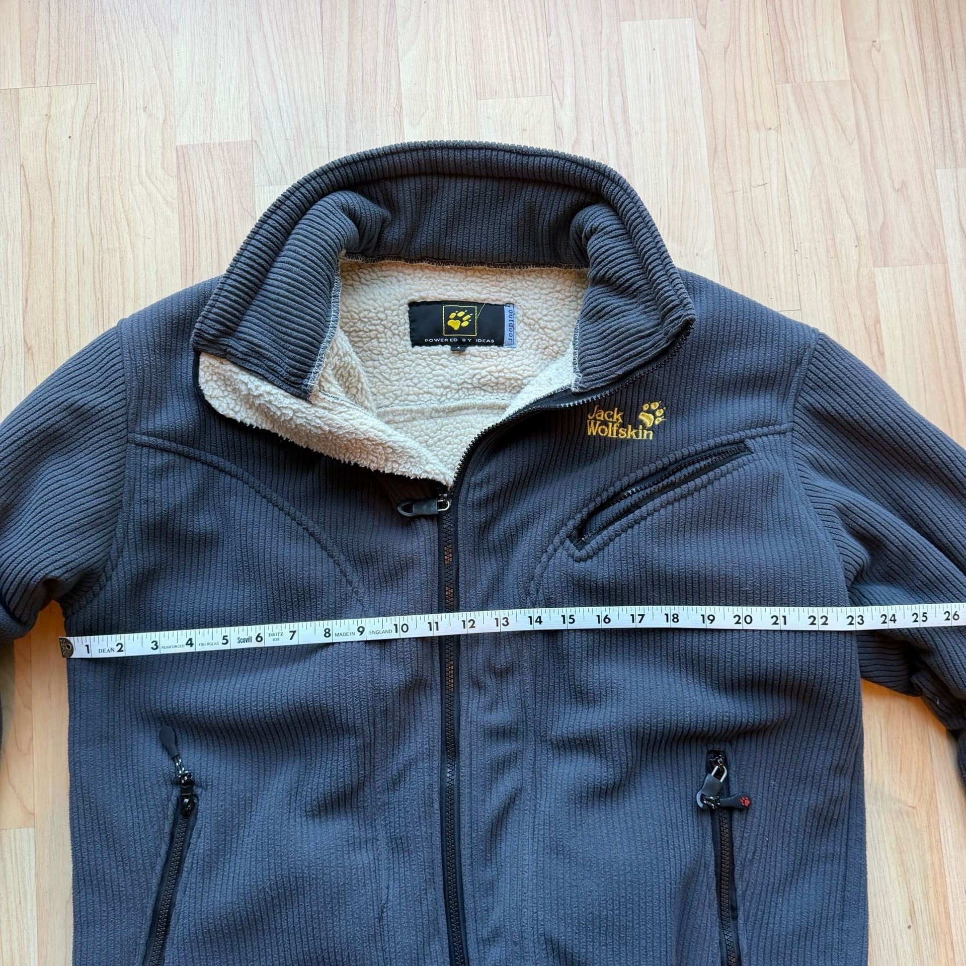 Jack Wolfskin Gray Blue Corduroy Heavy Sherpa-Lined Fleece Jacket Size L 12