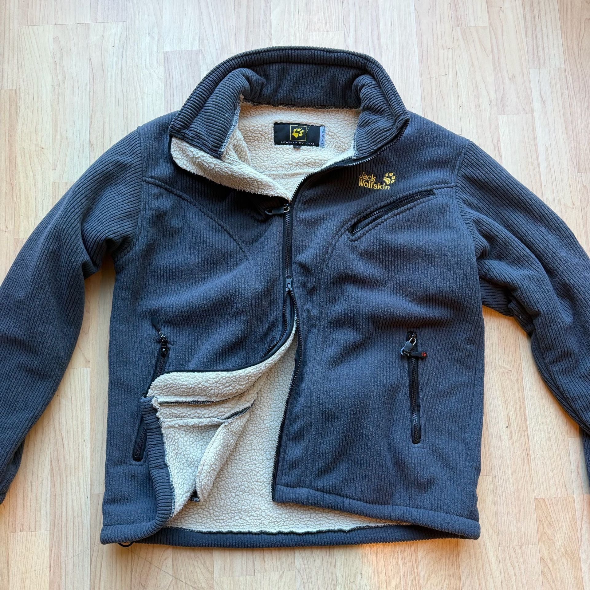Jack Wolfskin Gray Blue Corduroy Heavy Sherpa-Lined Fleece Jacket Size L 5