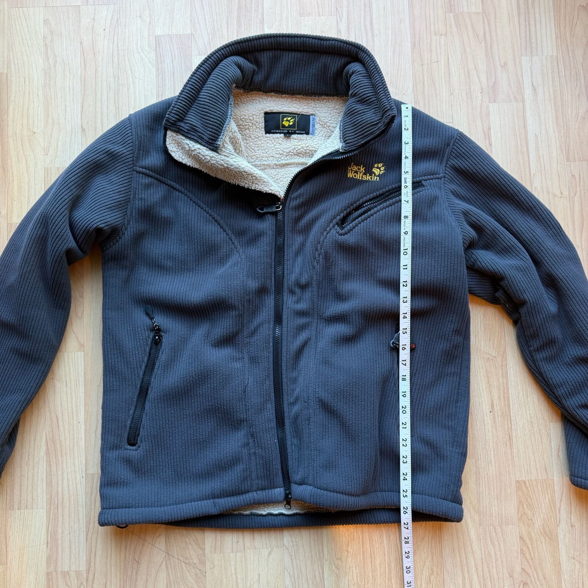 Jack Wolfskin Gray Blue Corduroy Heavy Sherpa-Lined Fleece Jacket Size L 13