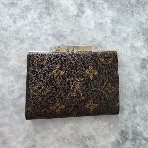 Louis Vuitton Monogram Porte Monnaie Viennois Kiss Lock Bifold Wallet Brown
