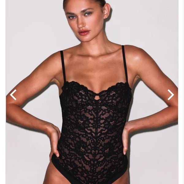 Black Charlotte Balconette Bodysuit