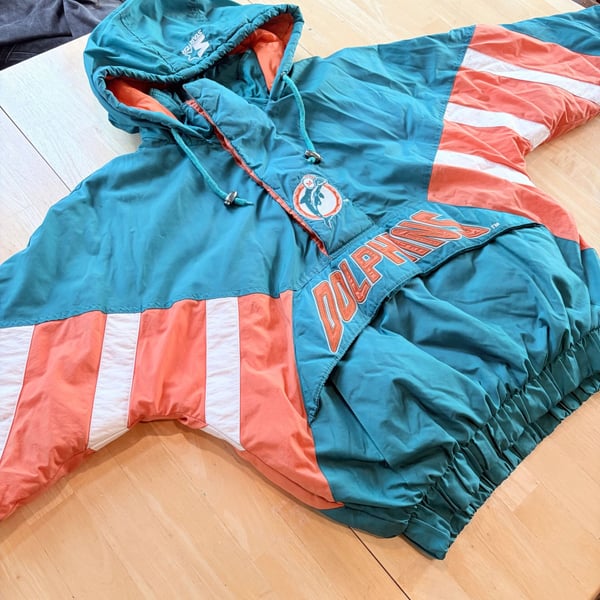 Vintage 90s NFL Pro Line Authentic by Starter Miami Dolphins Anorak Puffer Jacket M