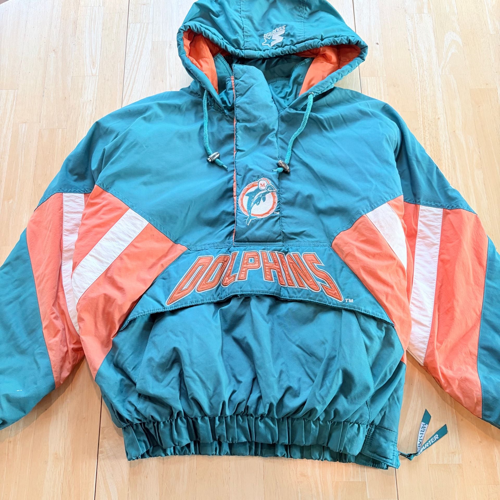 Vintage 90s NFL Pro Line Authentic by Starter Miami Dolphins Anorak Puffer Jacket M 3