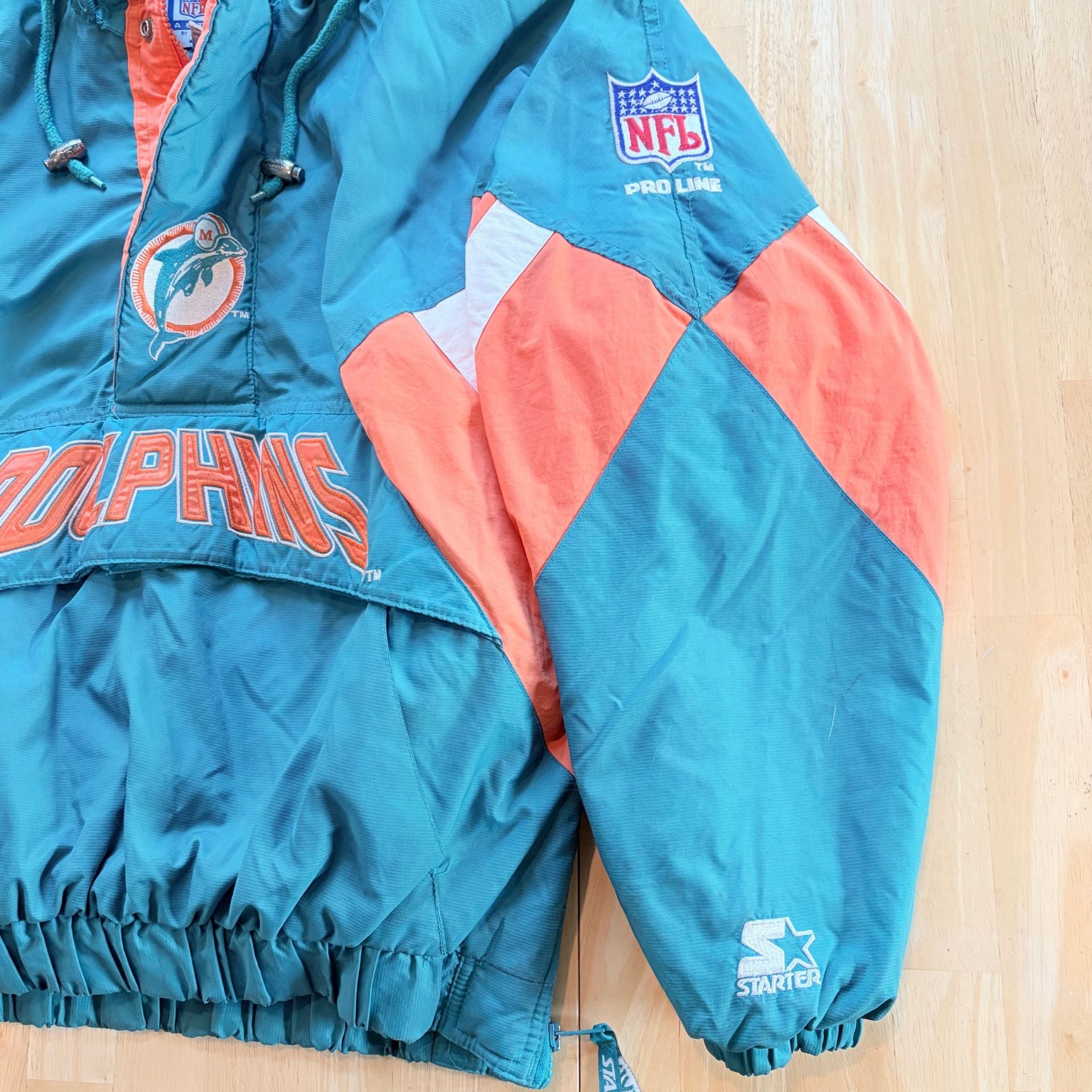 Vintage 90s NFL Pro Line Authentic by Starter Miami Dolphins Anorak Puffer Jacket M 5