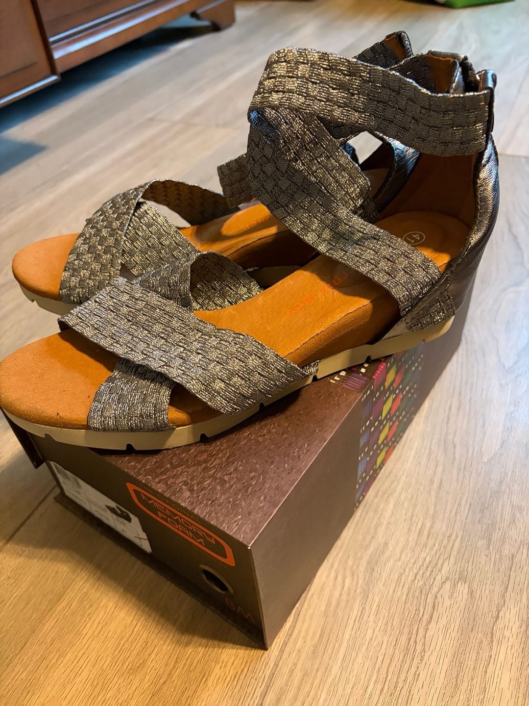 Bernie Mev Honesty Women's Wedge Sandals Pewter Size 41 US 10 2