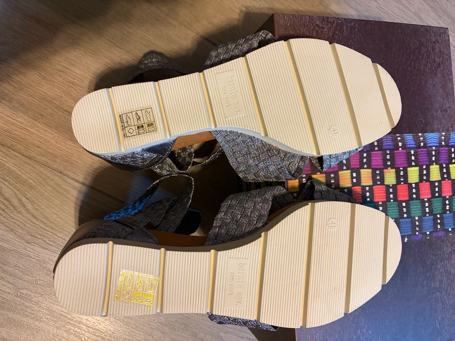 Bernie Mev Honesty Women's Wedge Sandals Pewter Size 41 US 10 5