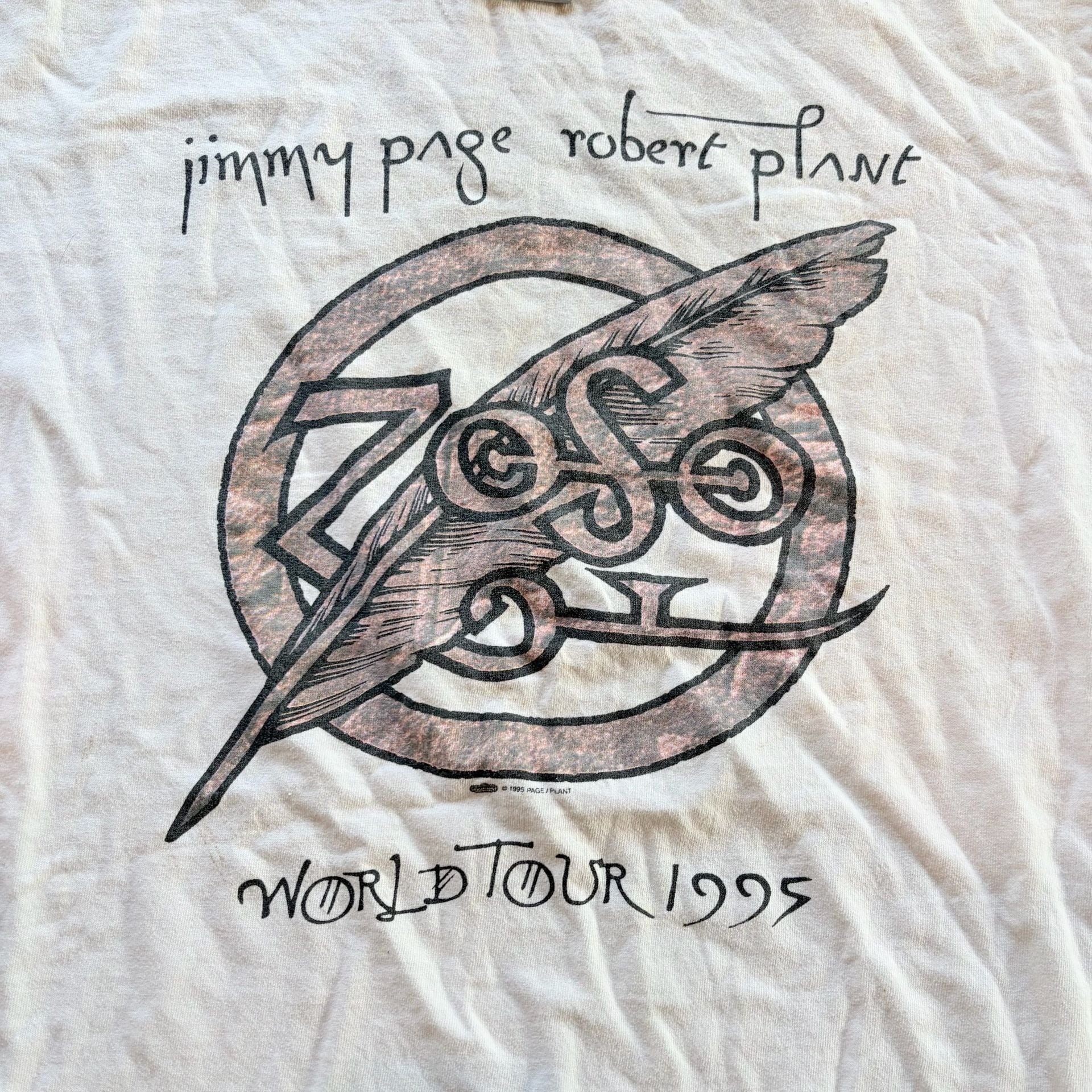 Vintage 1995 Jimmy Page Robert Plant Zoso World Tour Band T-Shirt XL 3