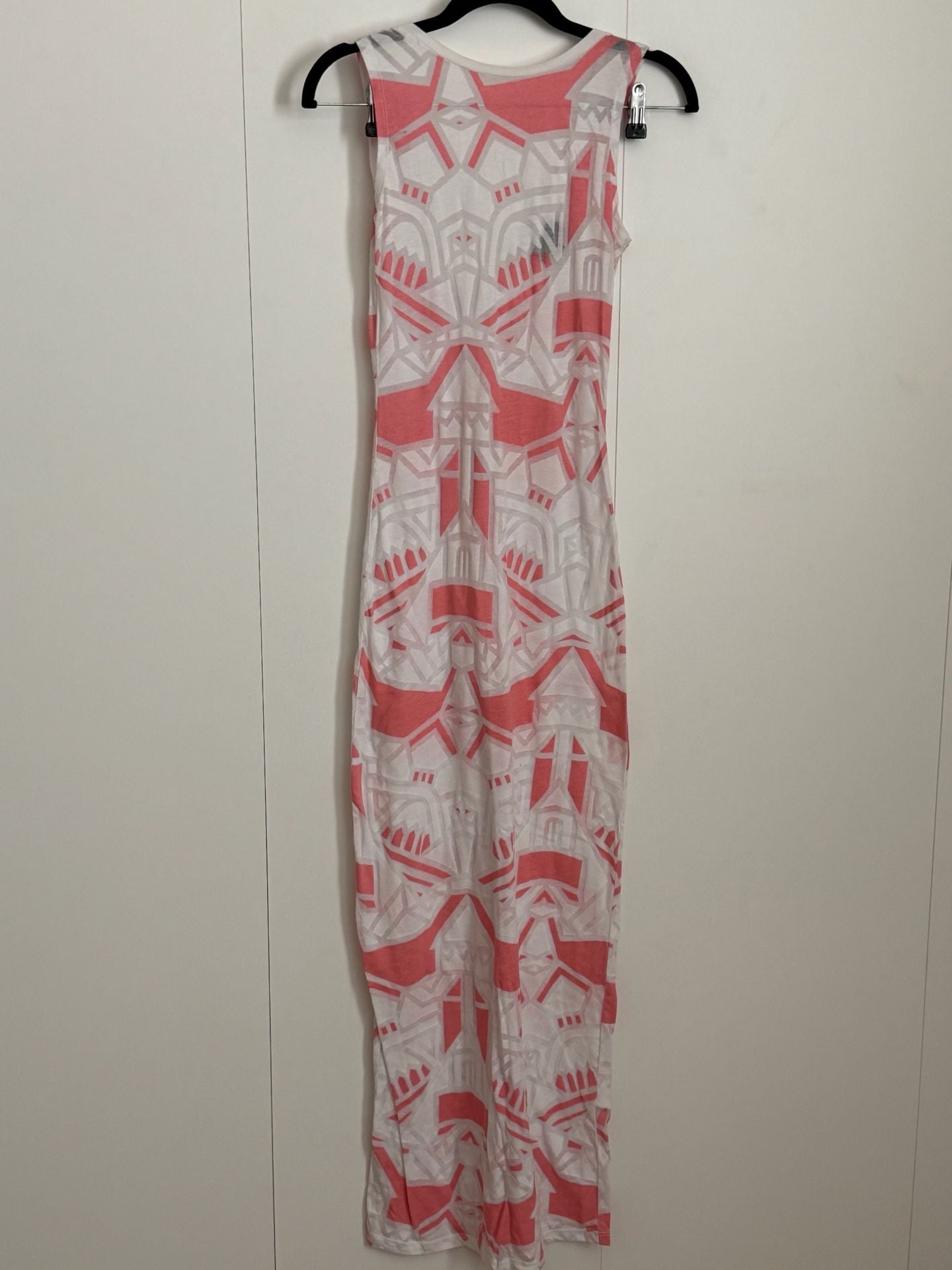 Topshop Pink and White Geometric Print Sleeveless Maxi Dress 2