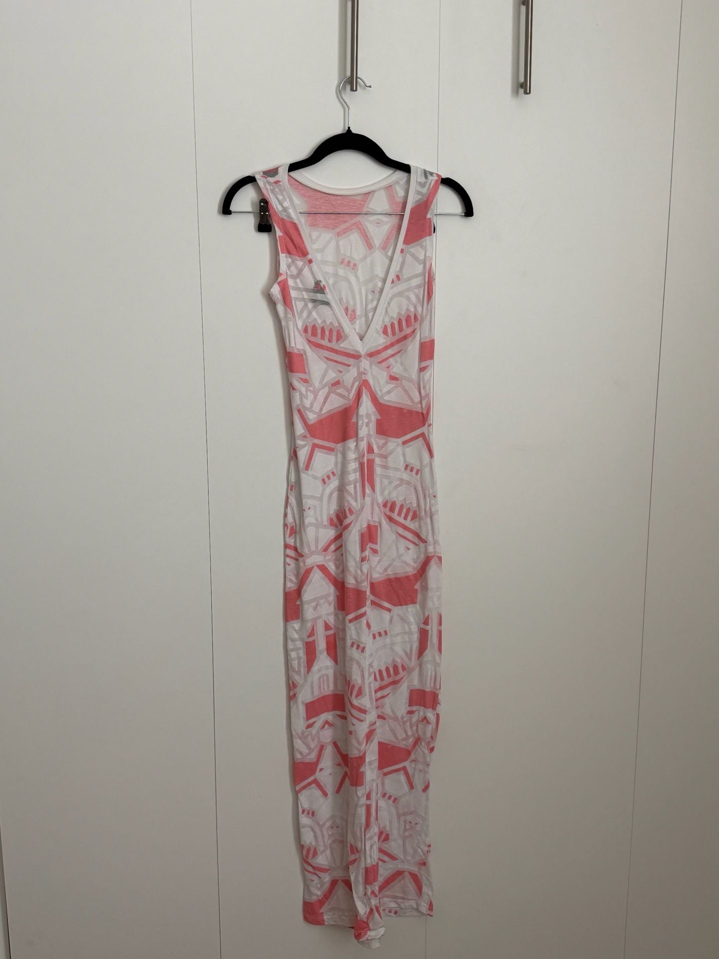 Topshop Pink and White Geometric Print Sleeveless Maxi Dress 3