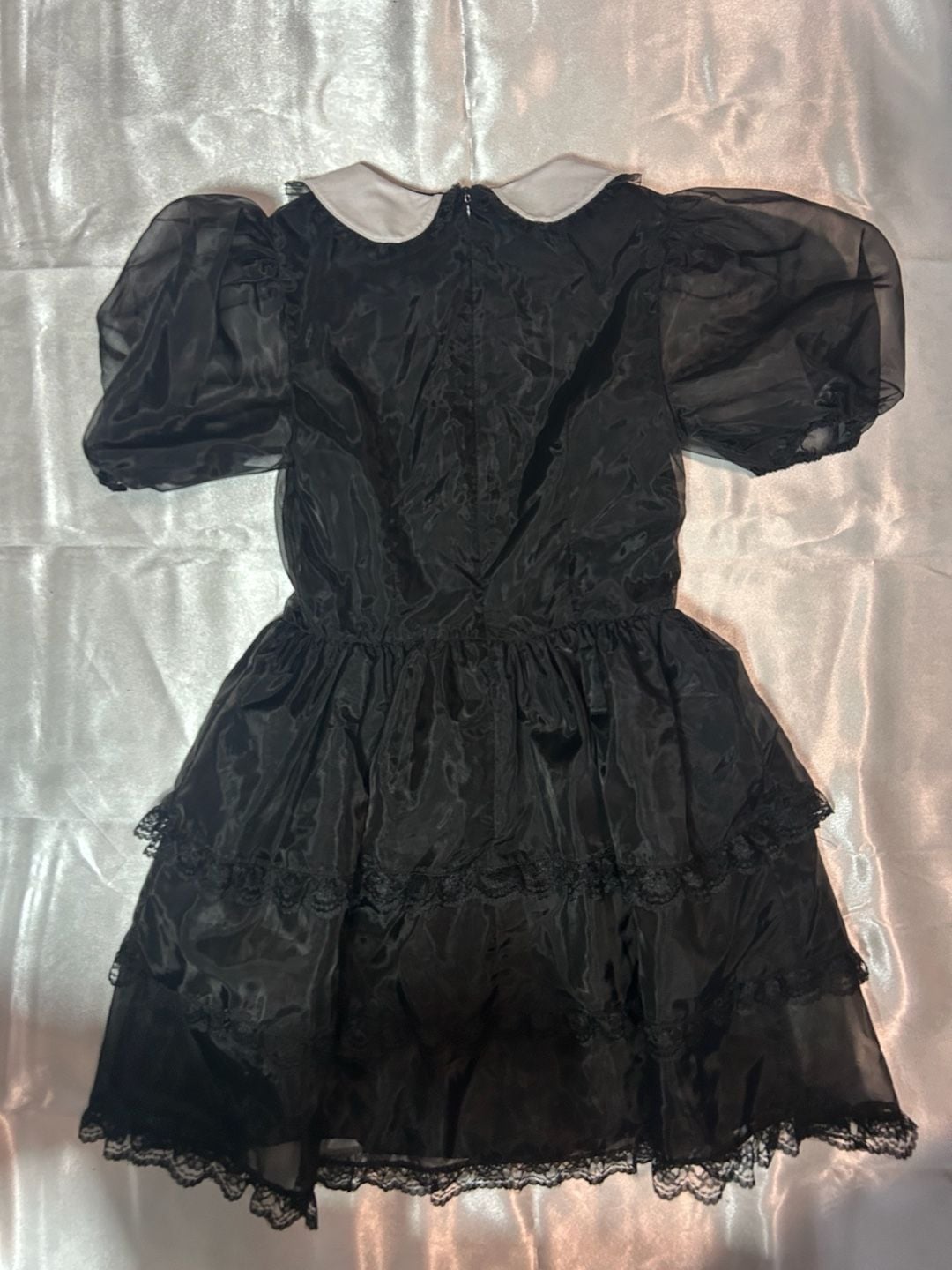 Sugar Thrillz Black Organza Tiered Dress with White Collar 5