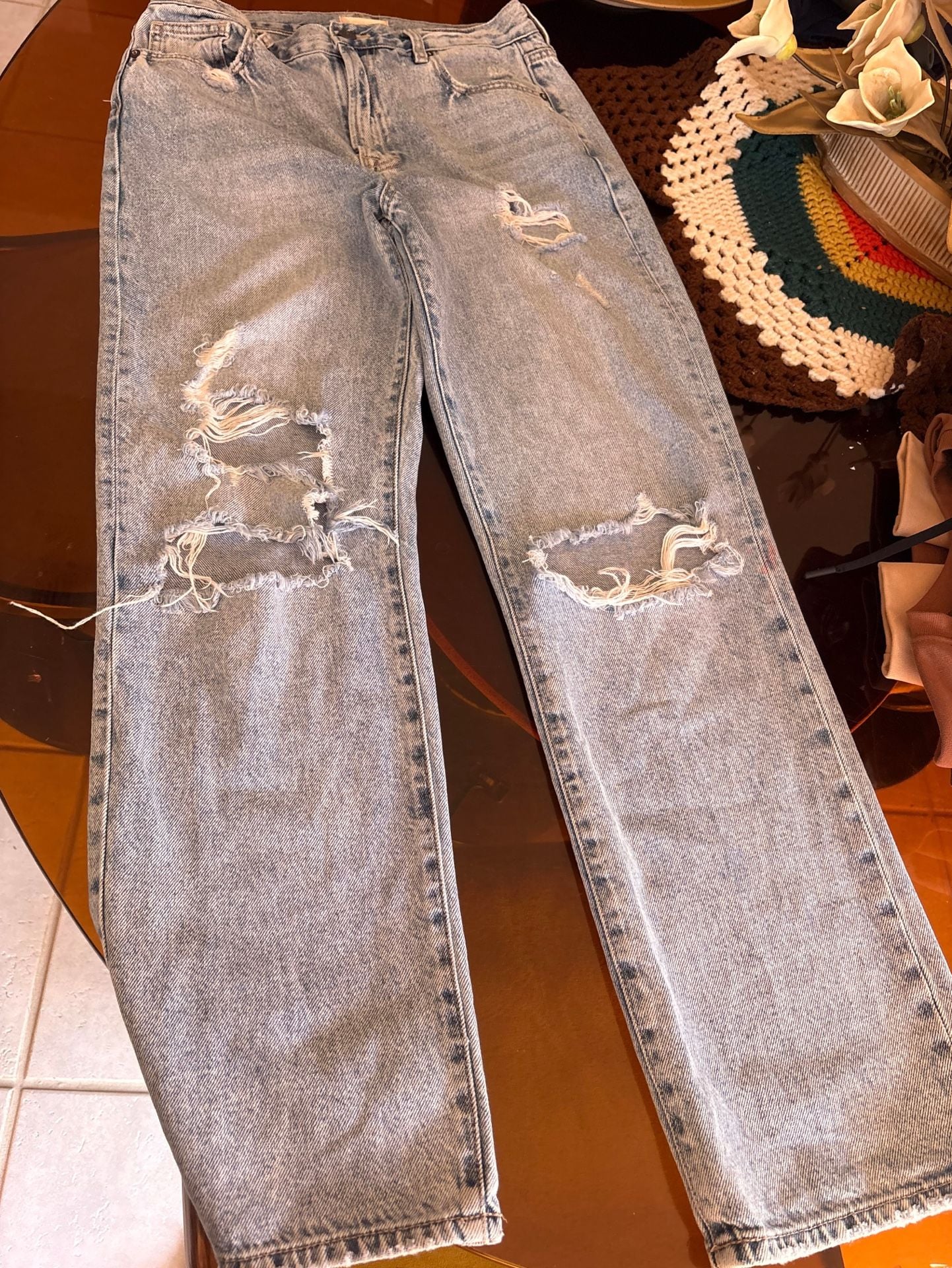 Altard State Hidden Jeans Los Angeles Distressed Straight Leg Light Wash Jeans Size 27 2