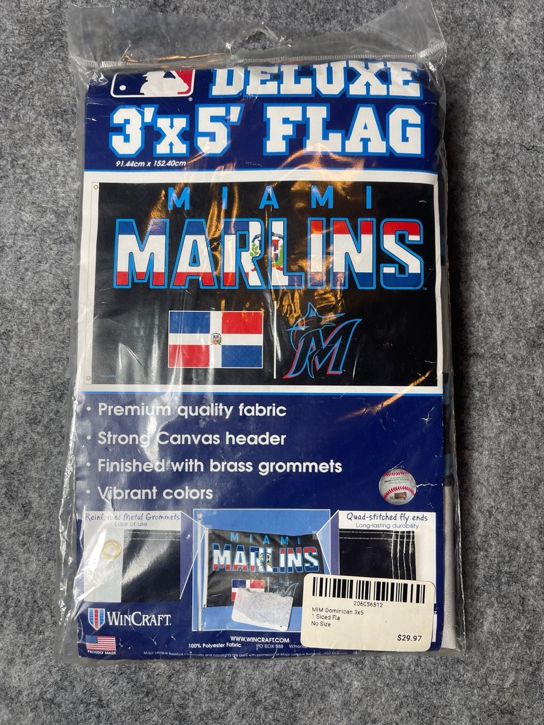 WinCraft MLB Miami Marlins Deluxe 3' x 5' Flag with Dominican Republic Flag 1