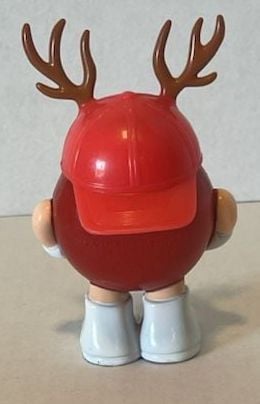 M&M's Minis Christmas Candy Container Red with Red Cap and Antlers 2
