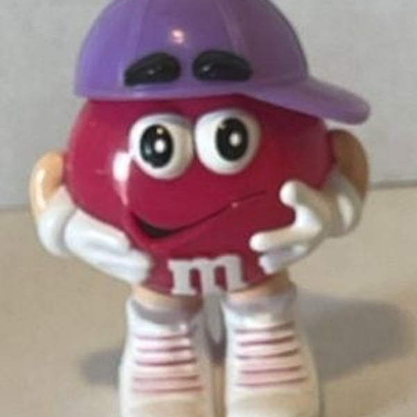 M&M's Red Character Mini Dispenser Figurine with Purple Bunny Ear Propeller Hat