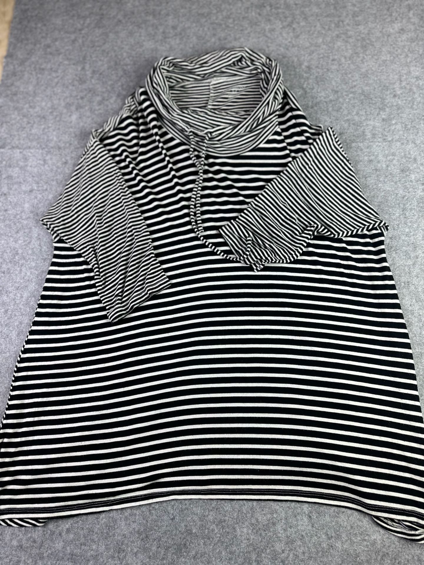Lane Bryant Black White Striped Cowl Neck 3/4 Sleeve Top Size 18/20 2