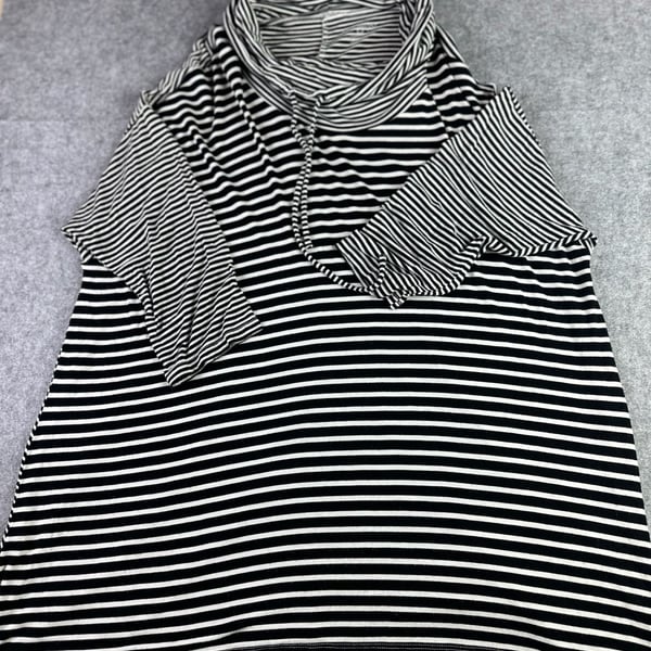 Lane Bryant Black White Striped Cowl Neck 3/4 Sleeve Top Size 18/20