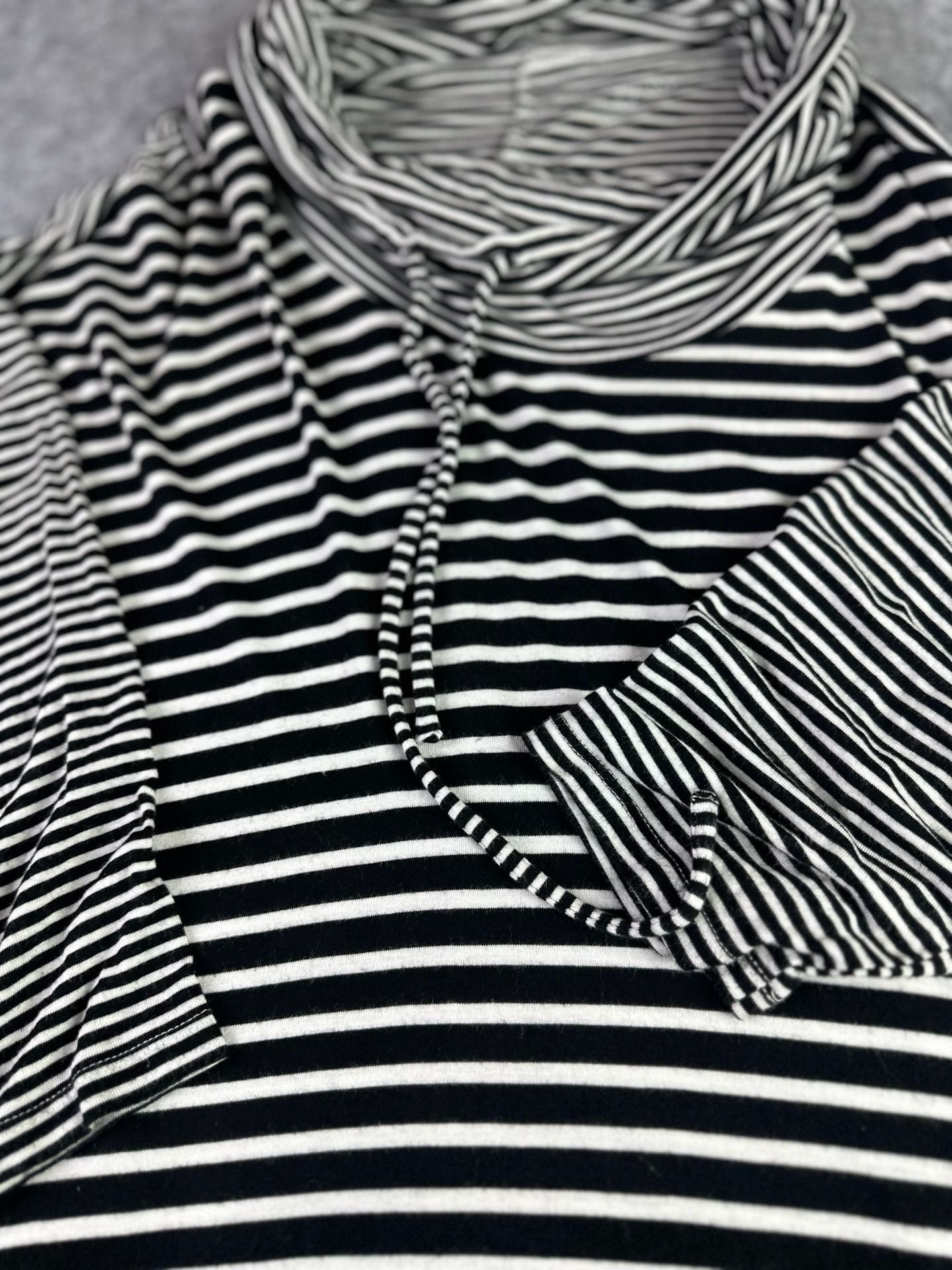 Lane Bryant Black White Striped Cowl Neck 3/4 Sleeve Top Size 18/20 5