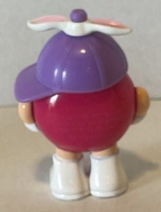M&M's Red Character Mini Dispenser Figurine with Purple Bunny Ear Propeller Hat 2