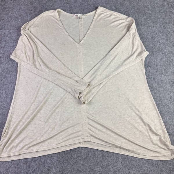 MAX STUDIO XL Ivory Linen Blend V-Neck Dolman Sleeve Tunic Top