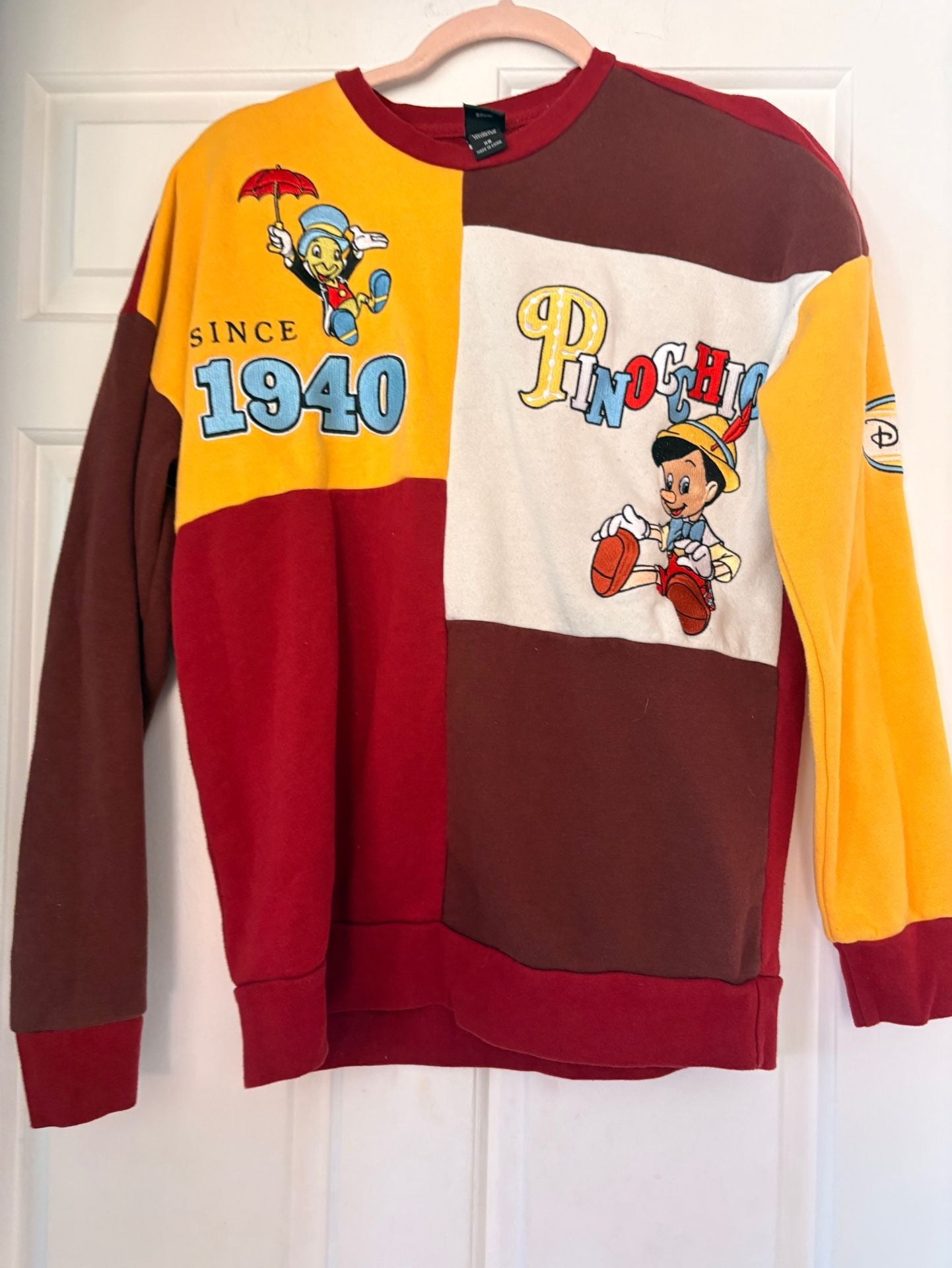 Disney Pinocchio Retro Color Block Crewneck Sweatshirt Size XS 1