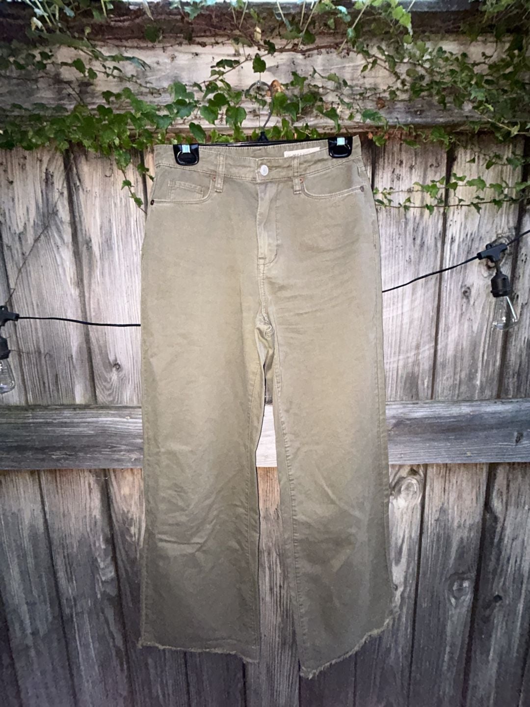 BlankNYC The Franklin Ribcage Wide Leg Pants Size 26 Olive Green 2