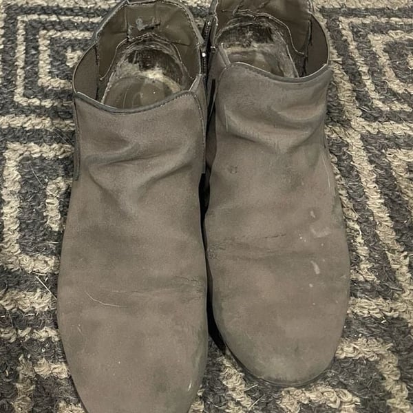 Gray Chelsea Ankle Boots with Side Zipper
