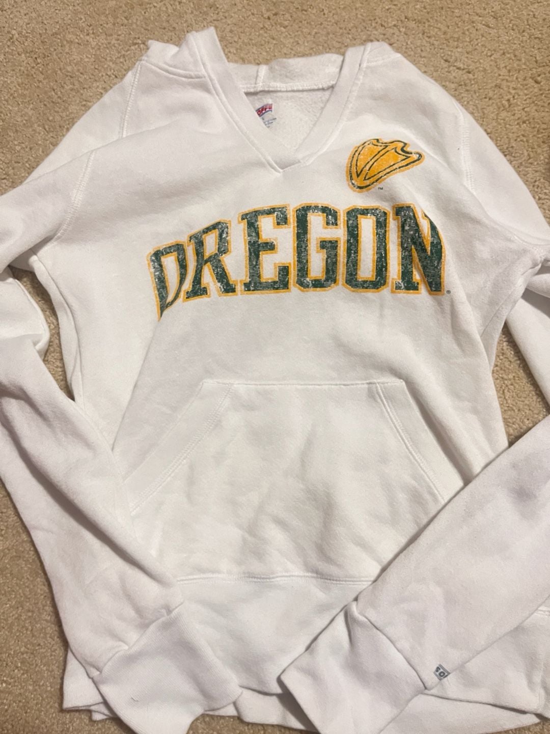 Vintage Oregon Ducks White Hoodie Pullover Sweatshirt 2