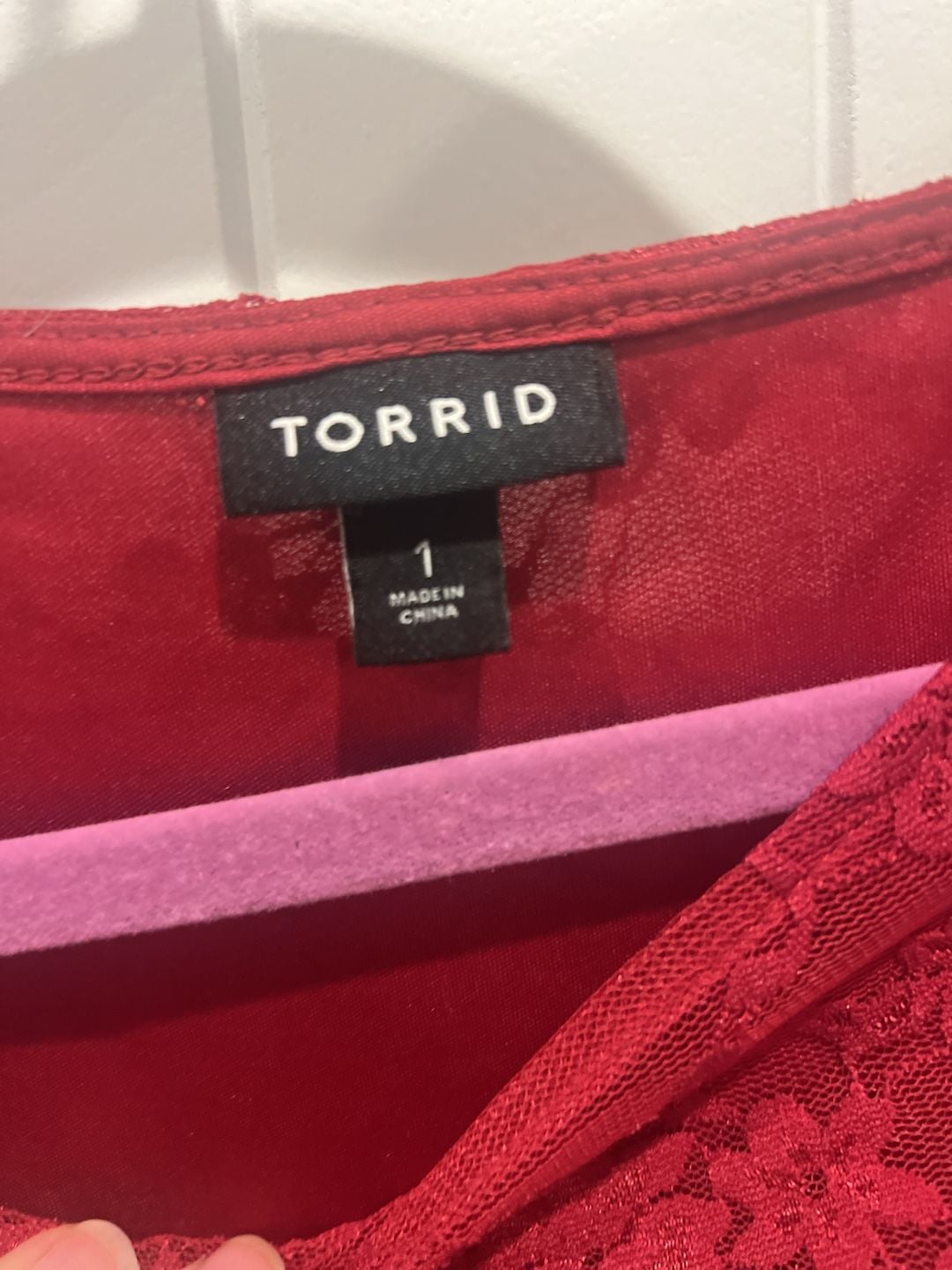 Torrid Red Stretch Lace Cold Shoulder Babydoll Blouse Size 1 7
