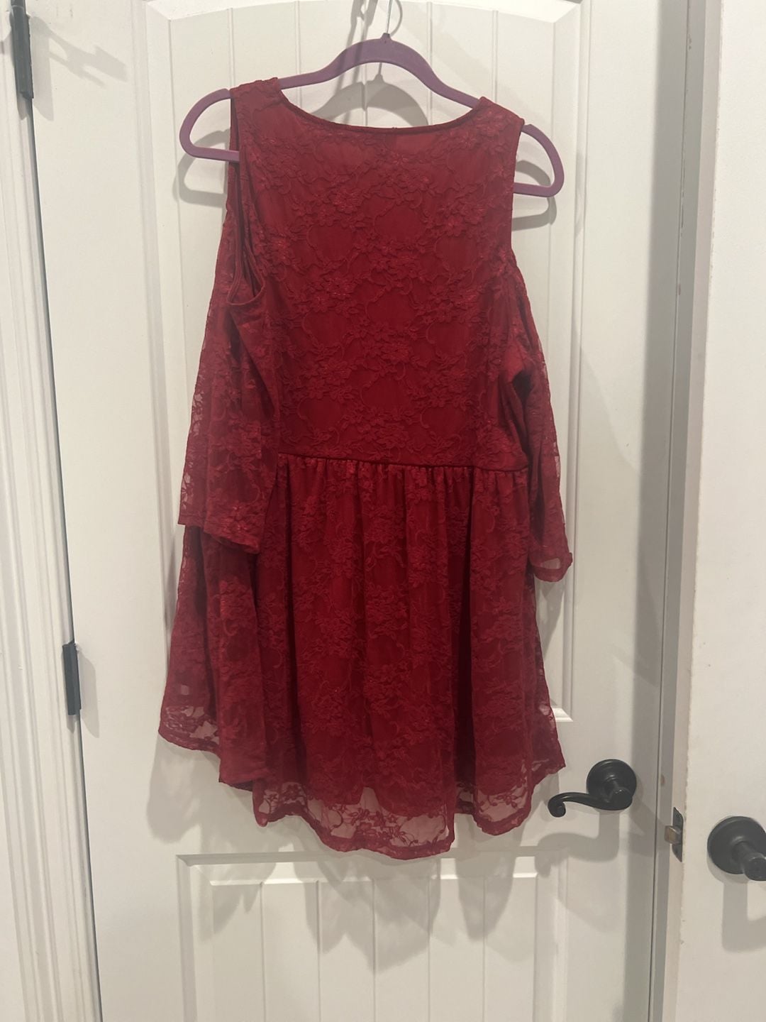 Torrid Red Stretch Lace Cold Shoulder Babydoll Blouse Size 1 8