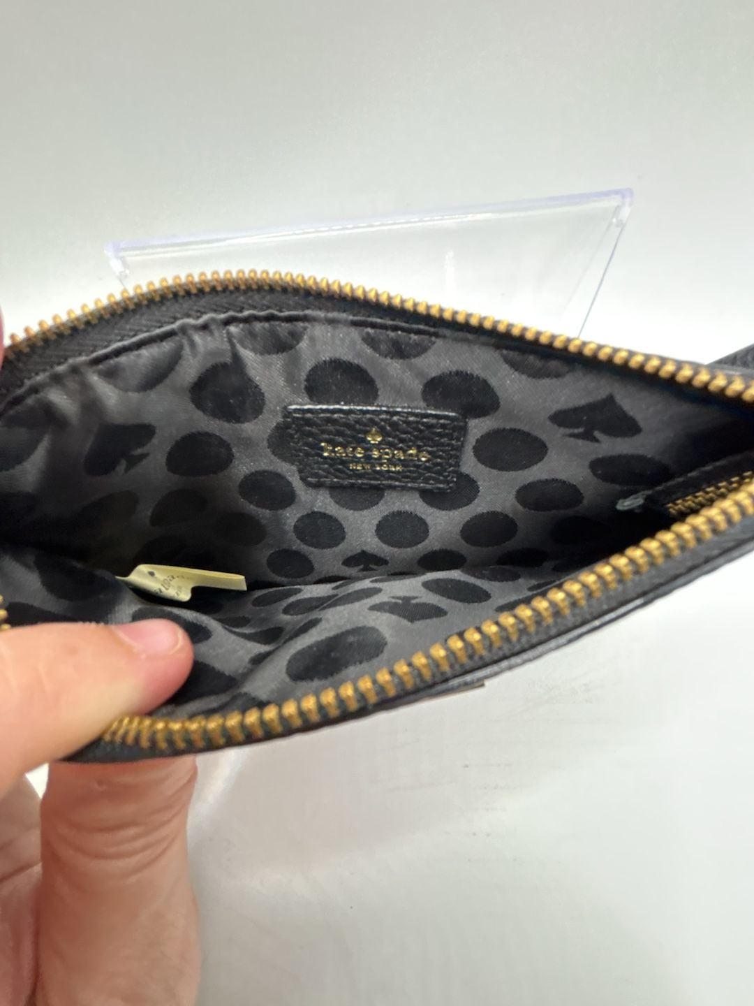 Kate Spade Black Pebbled Leather Zip Wristlet Wallet with Front Pocket 5