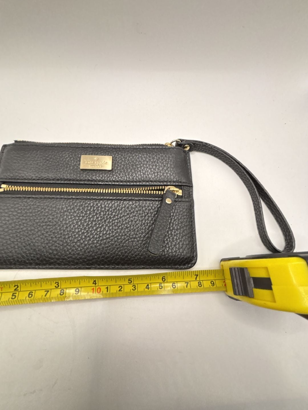 Kate Spade Black Pebbled Leather Zip Wristlet Wallet with Front Pocket 7