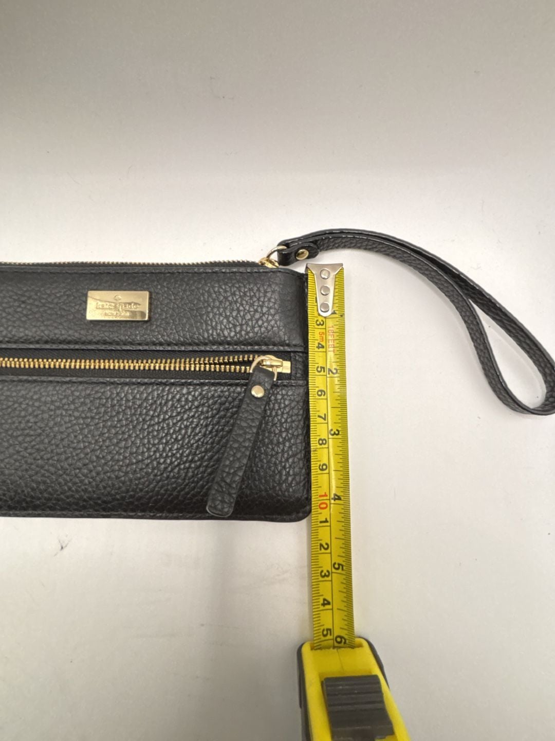 Kate Spade Black Pebbled Leather Zip Wristlet Wallet with Front Pocket 8