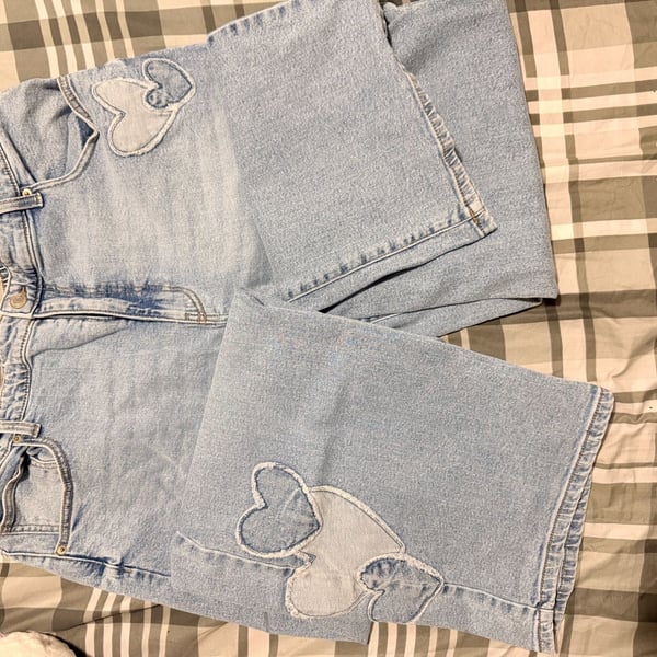 No Boundaries Heart Print Wide Leg Jeans Size XXL 20