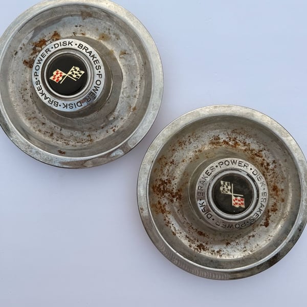 Vintage Chevrolet Corvette Rally Wheel Center Hub Caps - Set of 2