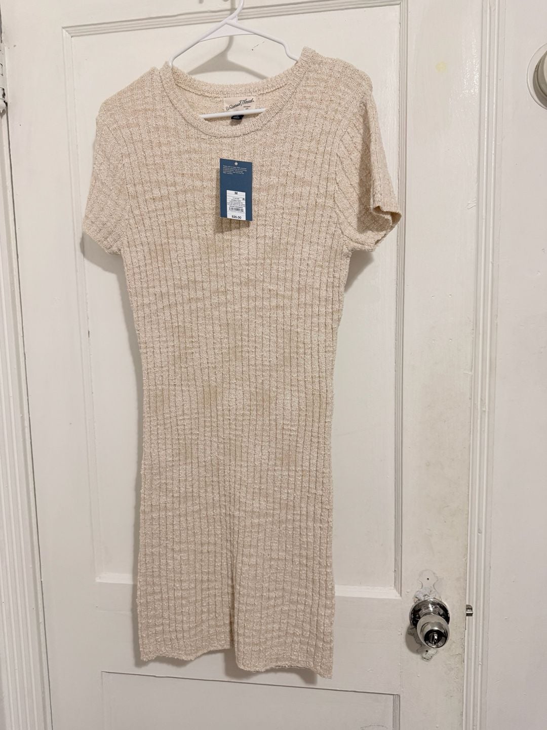 Universal Thread Women's Oatmeal Textured Knit Short Sleeve Bodycon Dress Size M 5