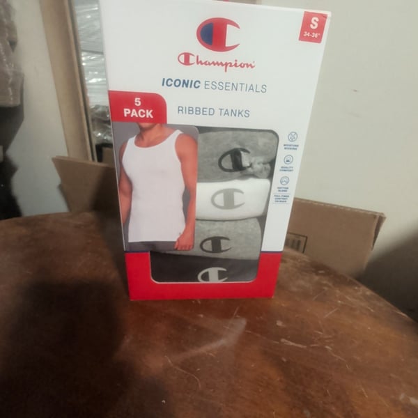 Champion Men's Iconic Essentials 5-Pack Ribbed Tanks Size S