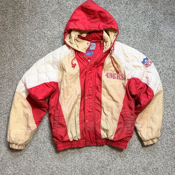 Vintage Starter San Francisco 49ers Quilted Puffer Jacket Size S
