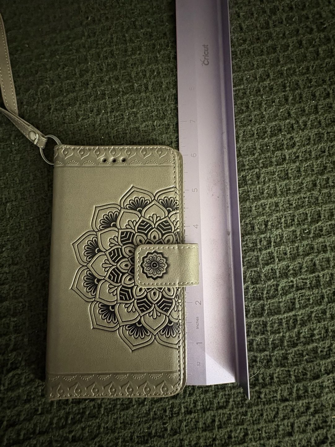 Mandala Flower Embossed PU Leather Flip Wallet Phone Case with Wrist Strap - Gold 1