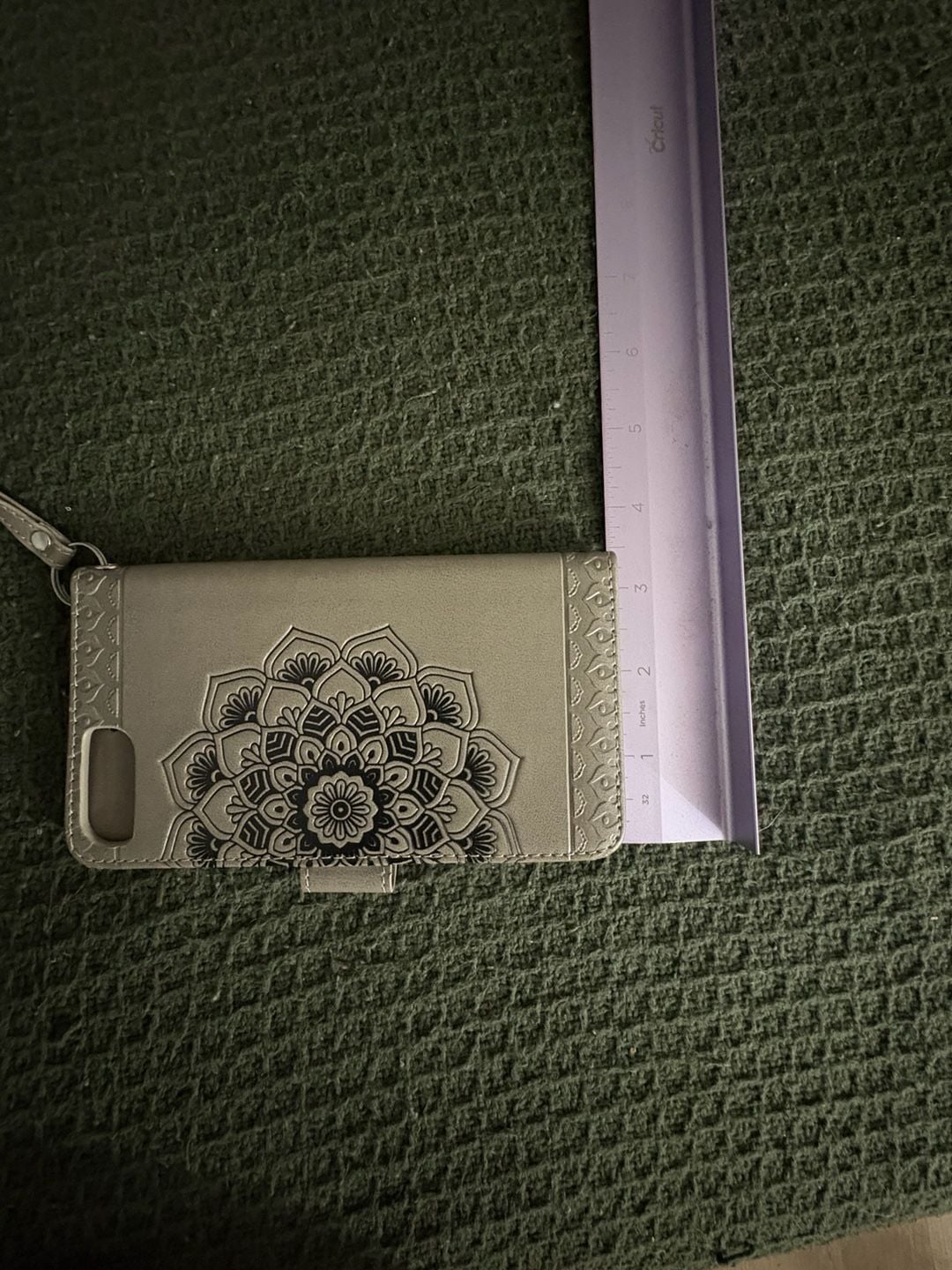 Mandala Flower Embossed PU Leather Flip Wallet Phone Case with Wrist Strap - Gold 2