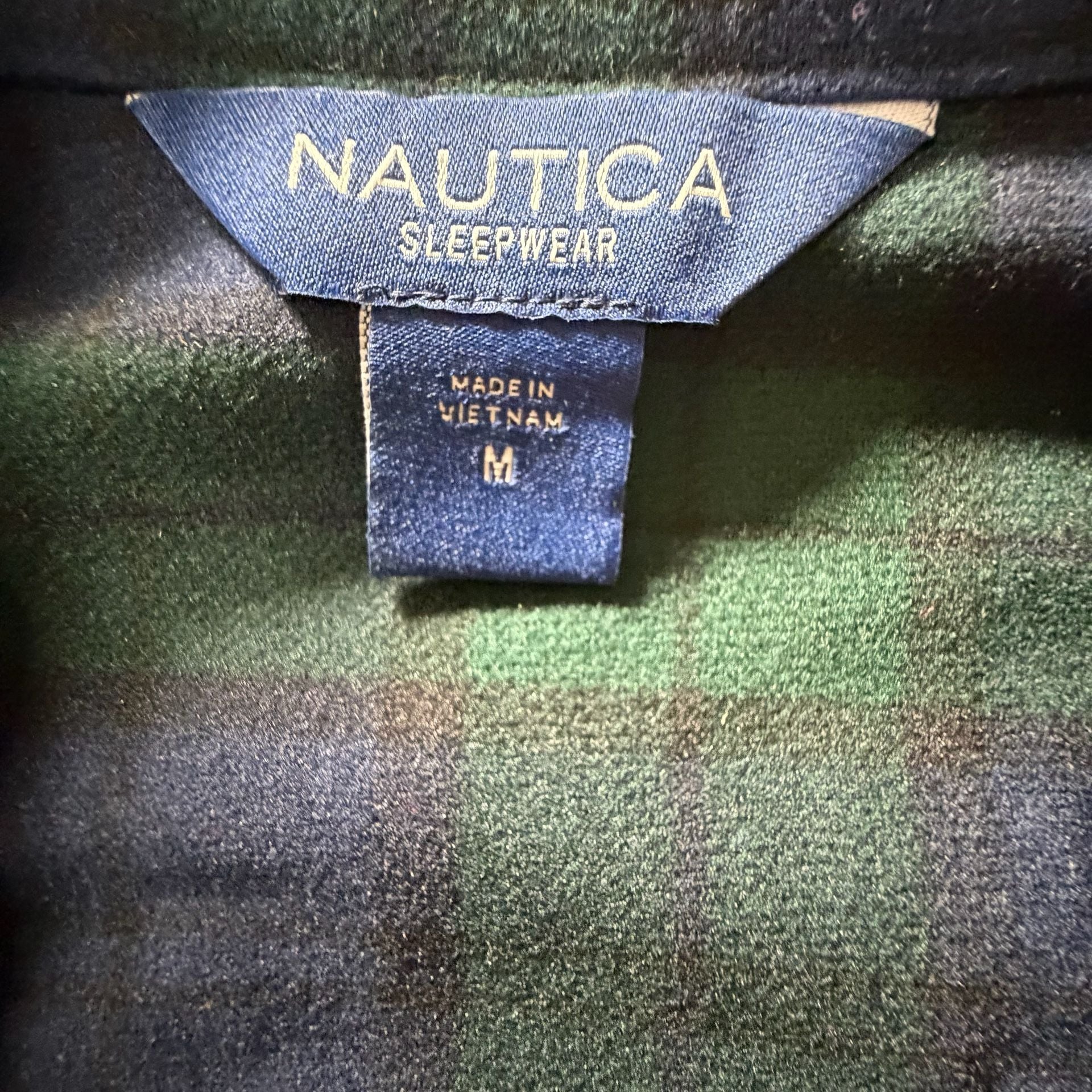Nautica Men's Green and Navy Plaid Flannel Long Sleeve Pajama Set Size M 6