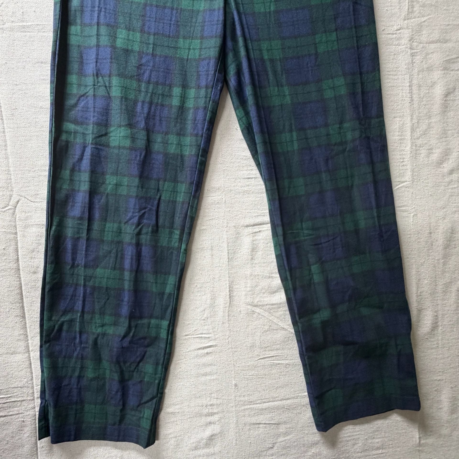 Nautica Men's Green and Navy Plaid Flannel Long Sleeve Pajama Set Size M 10