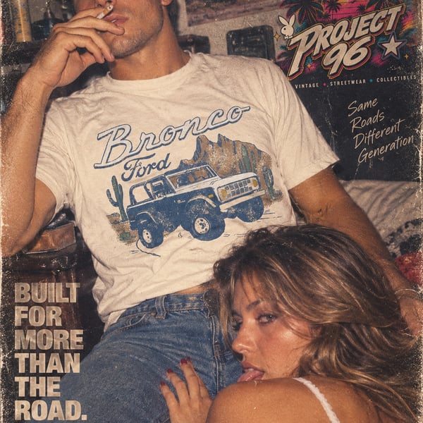 Hybrid Apparel Ford Bronco Desert Graphic T-Shirt Offroad Truck Cream Men Size S